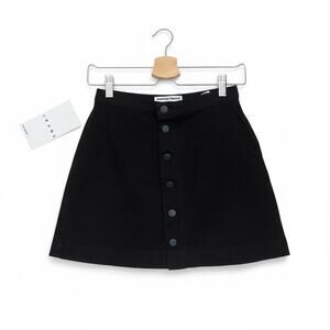 NWT American Apparel A-Line Button Black Denim Mini Skirt Size Small